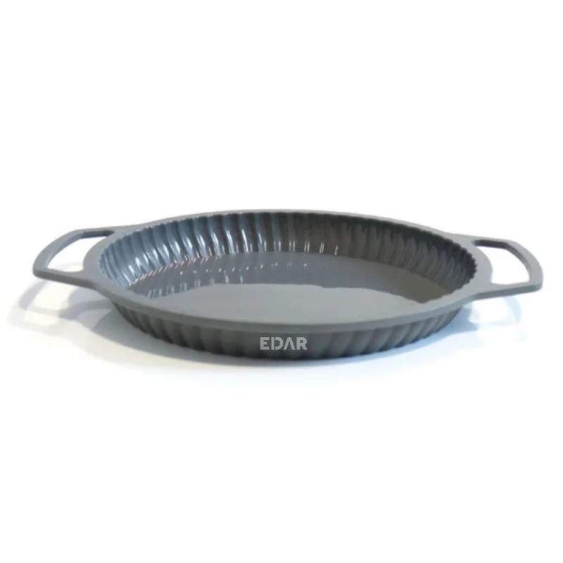 Forma EDAR Pentru Copt Prajituri Si Tort, Silicon, Rotunda, 24x3.5 cm, Gri – Coacere Usoara Si Uniforma