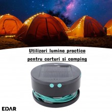 Ghirlanda LED Cu Incarcare Solara EDAR – 18 LED-uri, 100 Lumeni, USB, Power Bank, Neagra Ghirlanda LED Cu Incarcare Solara EDAR – 18 LED-uri, 100 Lumeni, USB, Power Bank, Neagra