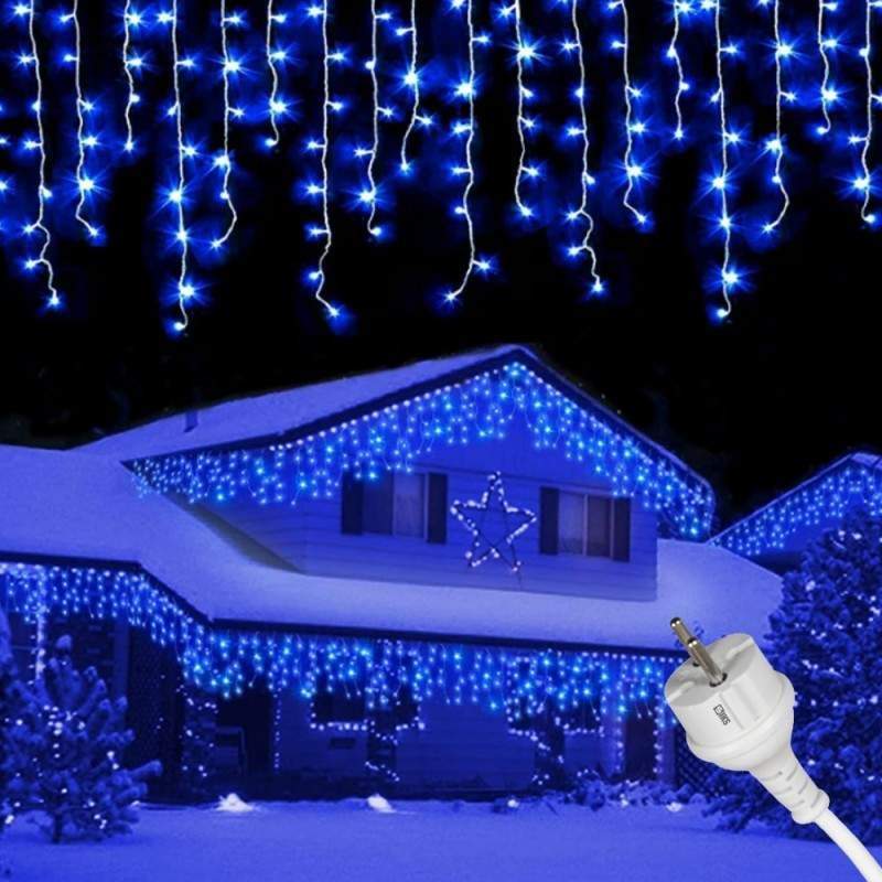 Instalatie Craciun Tip Turturi/Franjuri SIKS, 75 Metri, 1500 Led-uri, Pentru Casa / Gradina / Gard, Cu 1 Joc De Lumini Alb Re...