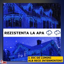 Instalatie Craciun Tip Turturi/Franjuri SIKS, 75 Metri, 1500 Led-uri, Pentru Casa / Gradina / Gard, Cu 1 Joc De Lumini Alb Re...