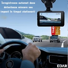 Camera Auto Dubla DVR EDAR Pro T2 – Fata/Spate, Super Full HD 1296p, Viziune Nocturna, HDR, Monitorizare Parcare, G-Sensor, N...