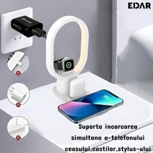 Incarcator Wireless 4 In 1 EDAR Cu Iluminare LED – Fast Charging 15W, Cablu USB-C Inclus, Alb Incarcator Wireless 4 In 1 EDAR Cu Iluminare LED – Fast Charging 15W, Cablu USB-C Inclus, Alb