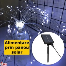 Instalatie De Craciun SIKS, 5 Tip Focuri De Artificii Decorative, Incarcare Panou Solar, 8 Moduri De Iluminare, Control Telec...