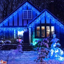 Instalatie Craciun SIKS Tip Turturi/Franjuri, 25 Metri, 480 Led-uri, Pentru Casa / Gradina / Gard, Cu 1 Joc De Lumini, Franju...