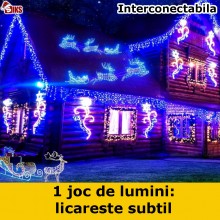 Instalatie Craciun SIKS Tip Turturi/Franjuri, 25 Metri, 480 Led-uri, Pentru Casa / Gradina / Gard, Cu 1 Joc De Lumini, Franju...
