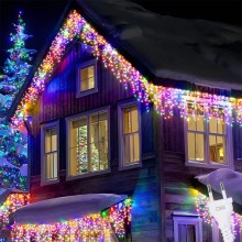 Instalatie Craciun SIKS Tip Turturi/Franjuri, 25 Metri, 480 Led-uri, Pentru Casa / Gradina / Gard, Cu 1 Joc De Lumini, Franju...