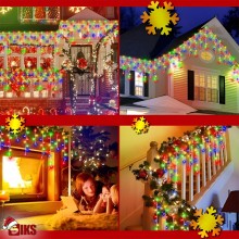 Instalatie Craciun SIKS Tip Turturi/Franjuri, 25 Metri, 480 Led-uri, Pentru Casa / Gradina / Gard, Cu 1 Joc De Lumini, Franju...