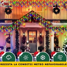 Instalatie Craciun SIKS Tip Turturi/Franjuri, 25 Metri, 480 Led-uri, Pentru Casa / Gradina / Gard, Cu 1 Joc De Lumini, Franju...