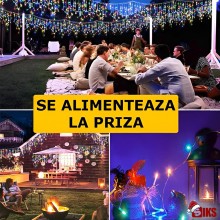 Instalatie Craciun SIKS Tip Turturi/Franjuri, 25 Metri, 480 Led-uri, Pentru Casa / Gradina / Gard, Cu 1 Joc De Lumini, Franju...