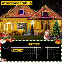 Instalatie Craciun Tip Turturi/Franjuri SIKS, 15 Metri, 300 Led-uri, Pentru Casa / Gradina / Gard, Cu 1 Joc De Lumini, Franju... Instalatie Craciun Tip Turturi/Franjuri SIKS, 15 Metri, 300 Led-uri, Pentru Casa / Gradina / Gard, Cu 1 Joc De Lumini, Franju...