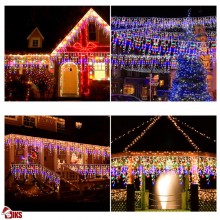 Instalatie Craciun Tip Turturi/Franjuri SIKS, 15 Metri, 300 Led-uri, Pentru Casa / Gradina / Gard, Cu 1 Joc De Lumini, Franju...