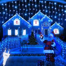 Instalatie Craciun Tip Turturi SIKS 25 Metri, 640 Led-uri, Pentru Casa / Gradina / Gard, Cu 8 Jocuri De Lumini, Franjuri Curg...