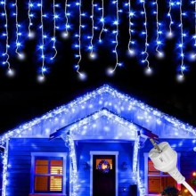 Instalatie Craciun Tip Turturi/Franjuri SIKS, 25 Metri, 640 Led-uri, Pentru Casa / Gradina / Gard, Cu 1 Joc De Lumini, Franju...