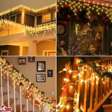 Instalatie Craciun Tip Turturi/Franjuri SIKS, 25 Metri, 640 Led-uri, Pentru Casa / Gradina / Gard, Cu 1 Joc De Lumini, Franju...