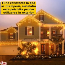 Instalatie Craciun Tip Turturi/Franjuri SIKS, 25 Metri, 640 Led-uri, Pentru Casa / Gradina / Gard, Cu 1 Joc De Lumini, Franju...