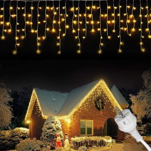 Instalatie Craciun Tip Turturi/Franjuri SIKS, 25 Metri, 640 Led-uri, Pentru Casa / Gradina / Gard, Cu 1 Joc De Lumini, Franju...