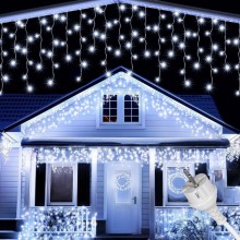 Instalatie Craciun Tip Turturi/Franjuri SIKS, 25 Metri, 640 Led-uri, Pentru Casa / Gradina / Gard, Cu 1 Joc De Lumini, Franju...