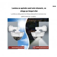 Camera Falsa Solara EDAR Tip Glob cu 55 LED-uri, Senzor de Miscare si Control prin Telecomanda, Culoare Alba
