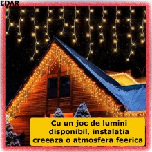 Instalatie De Craciun Perdea Pentru Exterior/Interior Tip Franjuri EDAR, 25M, 640 Leduri, Fir Alb Gros, Rezistenta La Apa Si ... Instalatie De Craciun Perdea Pentru Exterior/Interior Tip Franjuri EDAR, 25M, 640 Leduri, Fir Alb Gros, Rezistenta La Apa Si ...