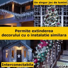 Instalatie De Craciun Perdea Pentru Exterior/Interior Tip Franjuri EDAR, 25M, 640 Leduri, Fir Alb Gros, Rezistenta La Apa Si ... Instalatie De Craciun Perdea Pentru Exterior/Interior Tip Franjuri EDAR, 25M, 640 Leduri, Fir Alb Gros, Rezistenta La Apa Si ...