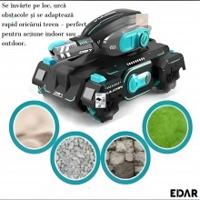 Tanc De Jucarie EDAR Interactiv Control Cu Bratara - Proiectile Hidrogel, Lumini & Sunete, 360°, Off-Road, Negru cu Turcoaz