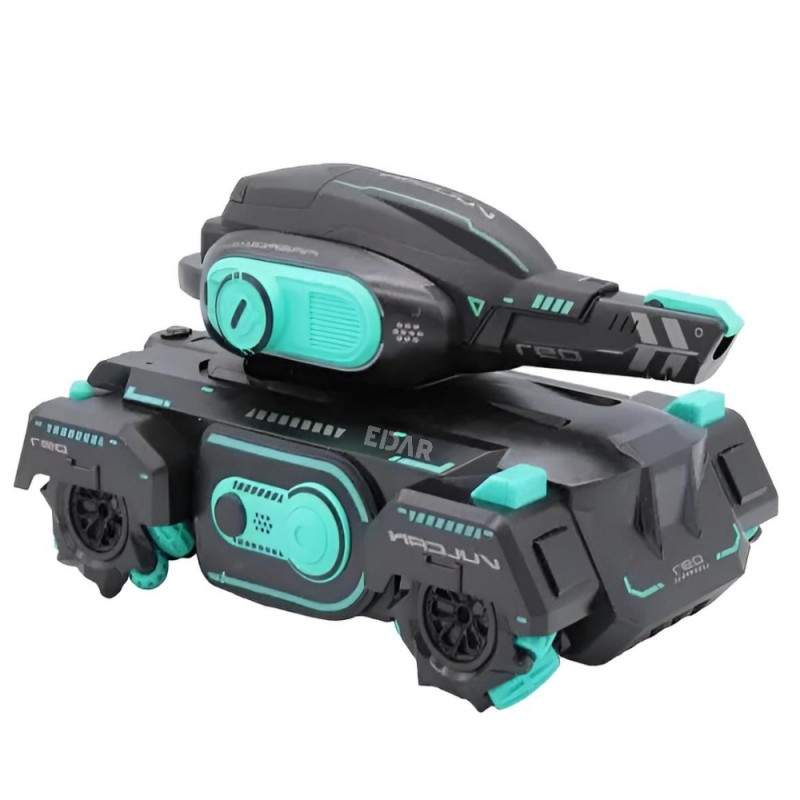 Tanc De Jucarie EDAR Interactiv Control Cu Bratara - Proiectile Hidrogel, Lumini & Sunete, 360°, Off-Road, Negru cu Turcoaz