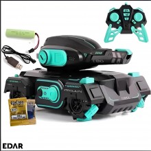 Tanc De Jucarie EDAR Interactiv Control Cu Bratara - Proiectile Hidrogel, Lumini & Sunete, 360°, Off-Road, Negru cu Turcoaz