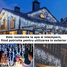 Instalatie De Craciun Perdea Pentru Exterior/Interior Tip Franjuri EDAR, 15M, 300 Leduri, Fir Alb Gros, Rezistenta La Apa Si ... Instalatie De Craciun Perdea Pentru Exterior/Interior Tip Franjuri EDAR, 15M, 300 Leduri, Fir Alb Gros, Rezistenta La Apa Si ...