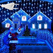 Instalatie De Craciun EDAR Model Turturi, 25 m, 640 Led-uri, Cu 8 Jocuri De Lumini, Franjuri, Pentru Exterior/Interior, Inter...