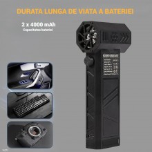 Suflanta si Aspirator Portabil EDAR, 2 in 1, Fara Fir, 15W, 140000 RPM, Baterie 8000 mAh, Curatare Prafului pentru PC, Tastat...