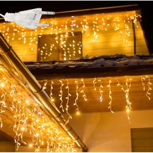 Instalatie De Craciun EDAR Model Turturi, 25 m, 640 Led-uri, Cu 8 Jocuri De Lumini, Franjuri, Pentru Exterior/Interior, Inter...