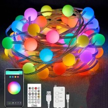 Instalatie De Craciun Smart RGB WiFi SIKS, Pentru Brad, Conectare Bluetooth, Control Aplicatie Telefon, Telecomanda, Jocuri D...