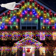 Instalatie De Craciun EDAR Model Turturi, 25 m, 640 Led-uri, Cu 8 Jocuri De Lumini, Franjuri, Pentru Exterior/Interior, Inter...