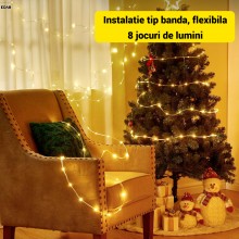 Banda Decorativa Craciun EDAR, 20 m, 960 LED SMD2835, Alb Cald, IP65, Protectie Flexibila, Interconectabila, 220V, Exterior s...