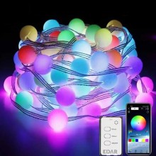 Instalatie Luminoasa EDAR LED RGB – 5 Metri, Control De La Distanta, Telecomanda, Globuri Din Cauciuc, Luminozitate Reglabila...