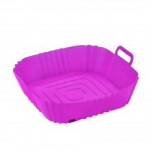Tava De Protectie Din Silicon SIKS, Pentru Air Fryer, Universala, Pentru Friteuza, Prajit, Copt, Reutilizabila, Patrata, Mov