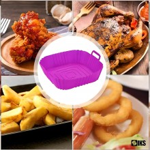 Tava De Protectie Din Silicon SIKS, Pentru Air Fryer, Universala, Pentru Friteuza, Prajit, Copt, Reutilizabila, Patrata, Mov