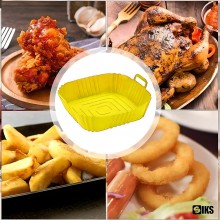 Tava De Protectie Din Silicon SIKS, Pentru Air Fryer, Universala, Pentru Friteuza, Prajit, Copt, Reutilizabila, Patrata, Galben