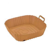 Tava De Protectie Din Silicon SIKS, Pentru Air Fryer, Universala, Pentru Friteuza, Prajit, Copt, Reutilizabila, Patrata, Maro