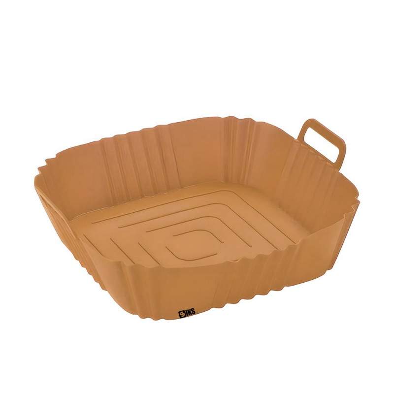 Tava De Protectie Din Silicon SIKS, Pentru Air Fryer, Universala, Pentru Friteuza, Prajit, Copt, Reutilizabila, Patrata, Maro