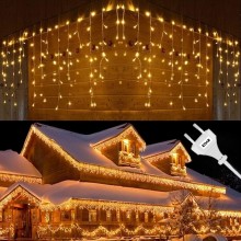 Instalatie De Craciun EDAR Model Turturi, 15 m, 320 Led-uri, Cu 8 Jocuri De Lumini, Franjuri, Pentru Exterior/Interior, Rezis...
