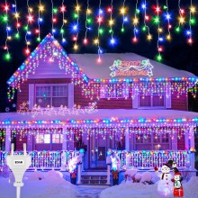 Instalatie De Craciun EDAR Model Turturi, 15 m, 320 Led-uri, Cu 8 Jocuri De Lumini, Franjuri, Pentru Exterior/Interior, Rezis...