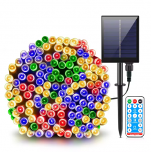Instalatie De Craciun Liniara Solara SIKS Cu Telecomanda Pentru Exterior / Interior, 50 m, 500 LED-uri, Cu 8 Jocuri De Lumini...