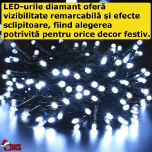 Instalatie De Craciun Liniara Led SIKS, 30 M, 300 LED-uri Mari Stil Diamant, Cu 8 jocuri de lumini, Pentru Exterior/Interior,... Instalatie De Craciun Liniara Led SIKS, 30 M, 300 LED-uri Mari Stil Diamant, Cu 8 jocuri de lumini, Pentru Exterior/Interior,...