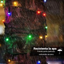 Instalatie Liniara de Craciun EDAR, 30 m, 300 LED-uri Mari Stil Diamant, Multicolor, 8 Jocuri de Lumini, Interconectabila, Pe...