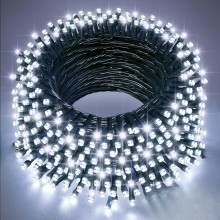 Instalatie Liniara de Craciun EDAR, 30 m, 300 LED-uri Mari Stil Diamant, Alb rece, 8 Jocuri de Lumini, Interconectabila, Pent...