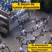Instalatie De Craciun Liniara SIKS, 72 m, 800 LED-uri, Cu 8 jocuri de lumini, Pentru Exterior/Interior, Brad, Casa, Foisor, F...