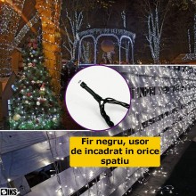 Instalatie De Craciun Liniara SIKS, 72 m, 800 LED-uri, Cu 8 jocuri de lumini, Pentru Exterior/Interior, Brad, Casa, Foisor, F...