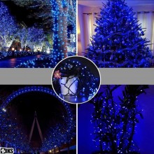 Instalatie De Craciun Liniara SIKS, 40 M, 500 LED-uri, Cu 8 Jocuri De Lumini, Pentru Exterior/Interior, Fir Verde Inchis, Alb...