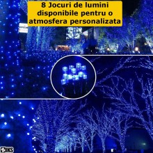 Instalatie De Craciun Liniara SIKS, 40 M, 500 LED-uri, Cu 8 Jocuri De Lumini, Pentru Exterior/Interior, Fir Verde Inchis, Alb...